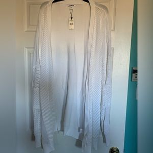 Express white cardigan. NWT. Mixed stitch balloon sleeve